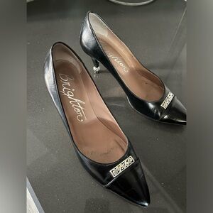Brighton Yelena Black Leather Silver detailing pumps court shoes size seven 7